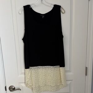 Alfani Black and Cream Lace Women's Tank Top